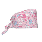 Front view of pink adjustable scrub cap