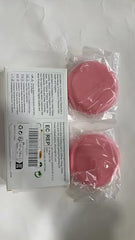 Close-up of pink compact travel retainer case texture