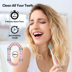 Five cleaning modes on the pink toothbrush