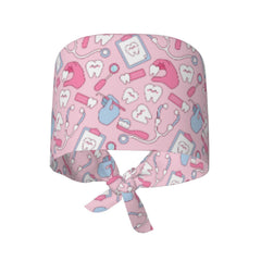 Pink head covering for healthcare staff