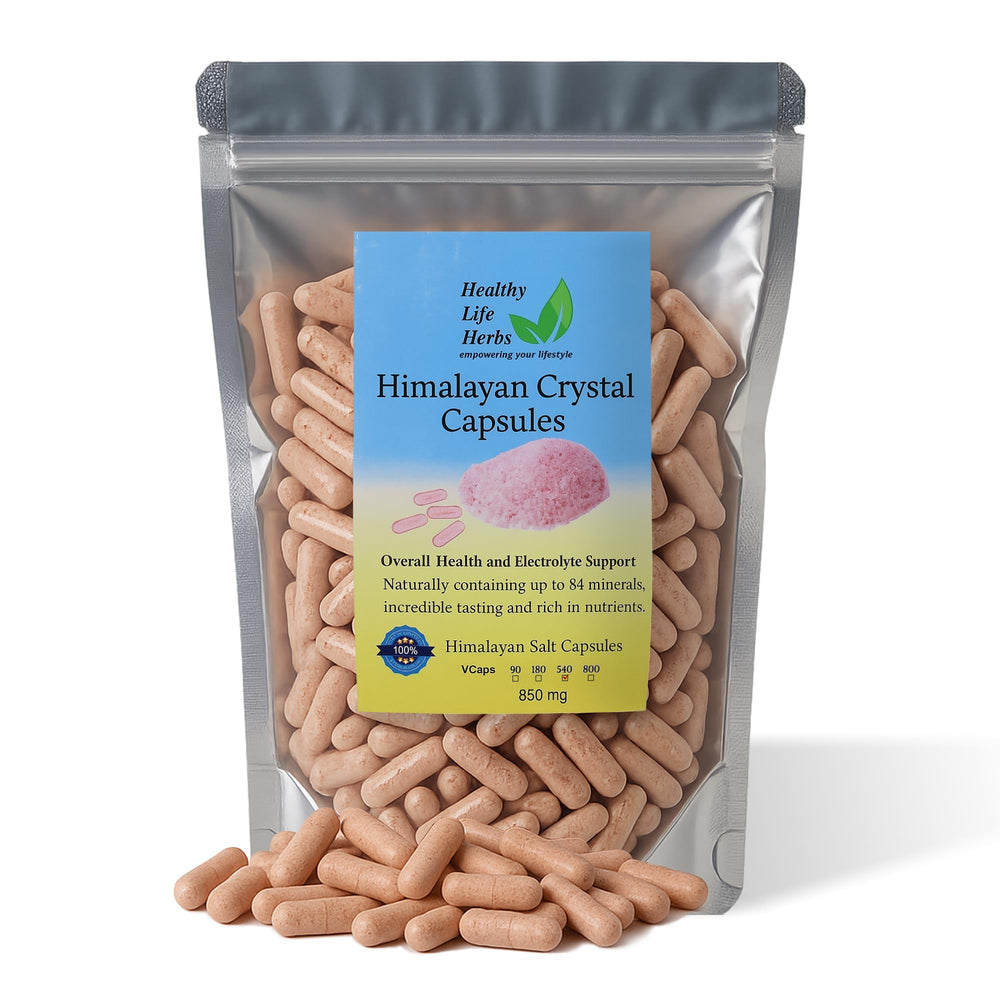 Pink Himalayan Salt Capsules bottle with 540 capsules, 850 mg each