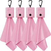 Pink keychain microfiber eyeglass cleaning cloth with hook