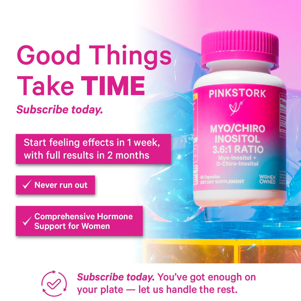 Pink Stork capsules in hand demonstrating single‑day serving convenience