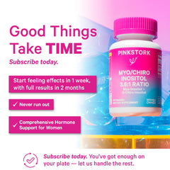 Pink Stork capsules in hand demonstrating single‑day serving convenience
