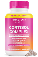 Hero image of Pink Stork Cortisol Complex bottle, 60-count.