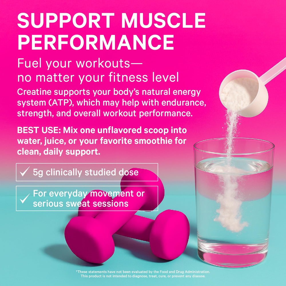 Active woman mixing Pink Stork Creatine Monohydrate in water