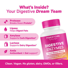 Capsules of Pink Stork Digestive Enzymes for Women in bottle