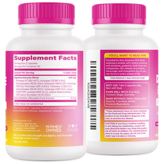 Overall product packaging and benefits for Pink Stork Digestive Enzymes
