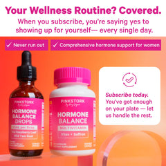 Pink Stork Hormone Balance branding on bottle