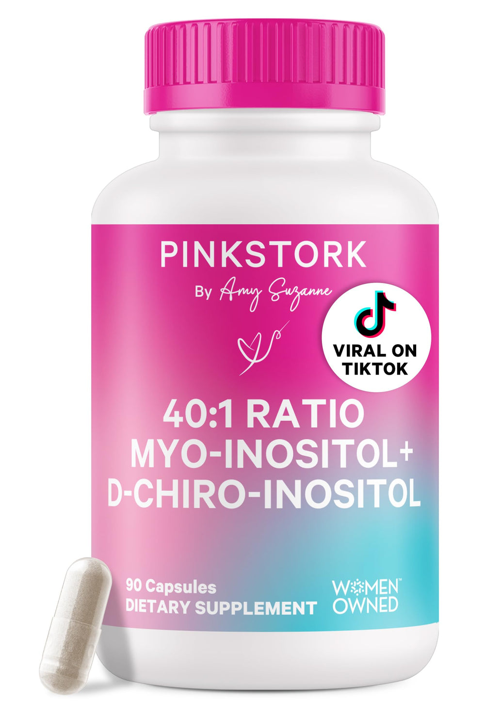 Pink Stork Inositol supplement for women with 40:1 Myo-Inositol & D-Chiro Inositol