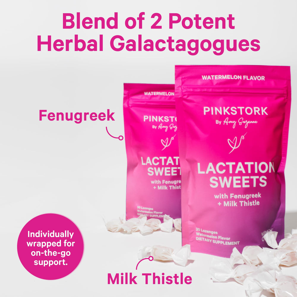 Close-up of watermelon-flavored lactation lozenges