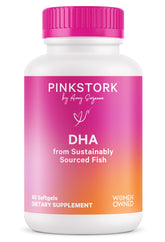 Pink Stork Omega-3 DHA 540mg bottle with 60 softgels