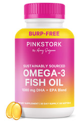 Pink Stork Omega-3 for Women bottle with 60 softgels