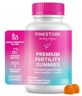 Bottle of Pink Stork Premium Fertility Gummies