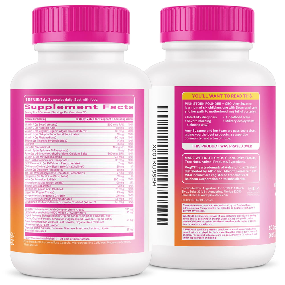 Pink Stork branding with ScentCert feature on bottle label