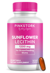 Pink Stork Sunflower Lecithin 1200 mg product hero image with 60 softgels