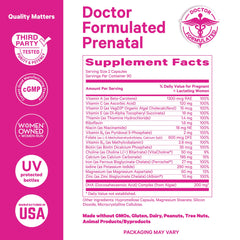 Close-up detail shot of Pink Stork Total Prenatal with DHA ingredients