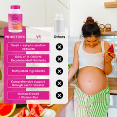Prenatal vitamins with berry-themed packaging and cap