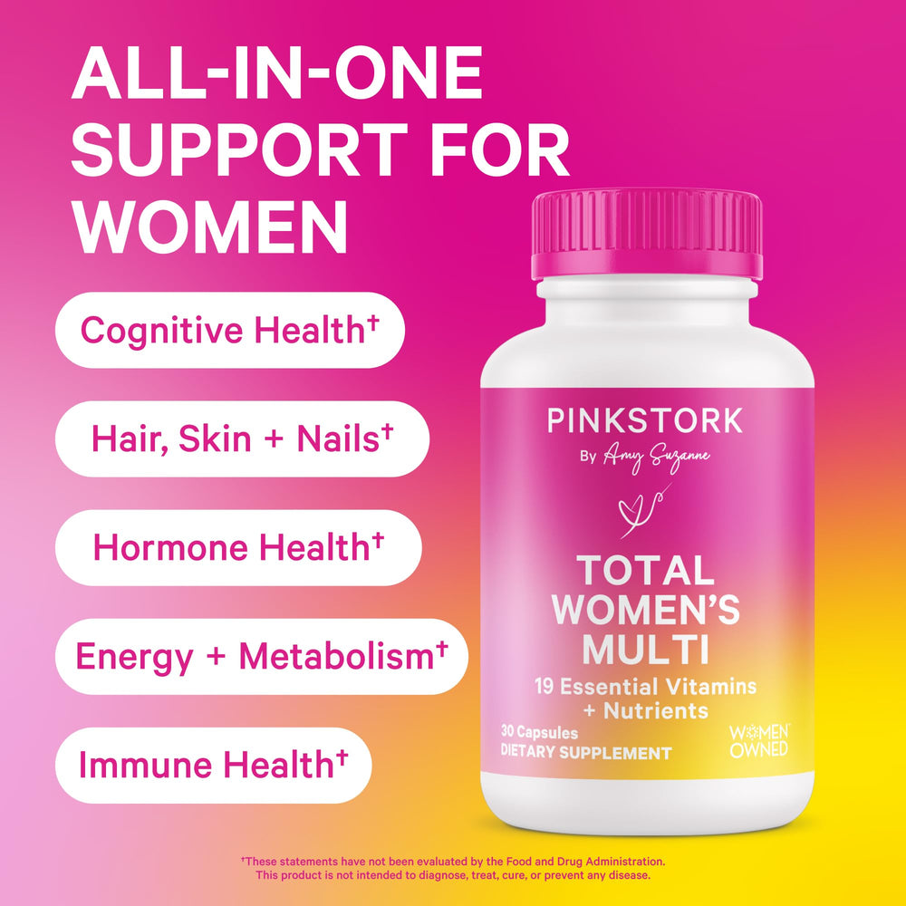 Pink Stork Total Women's Multivitamin bottle - side view