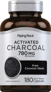 Piping Rock Activated Charcoal Pills 780 mg bottle label