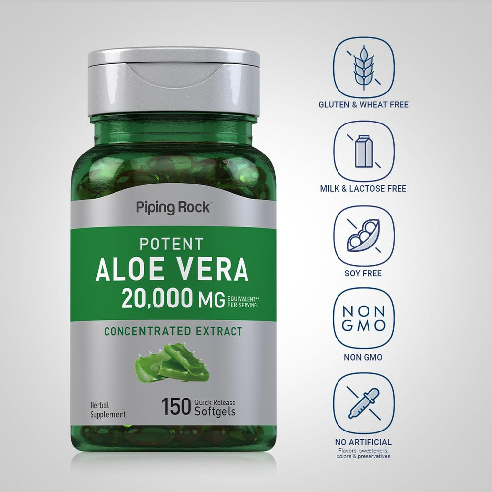 Close-up of aloe vera softgels inside the bottle