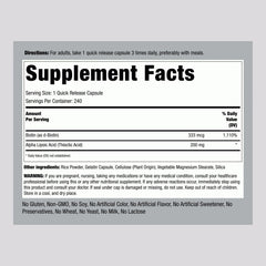 Close-up of Alpha Lipoic Acid 200mg capsules with Biotin