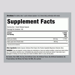 Close-up of Alpha Lipoic Acid 300mg capsules with Biotin Optimizer