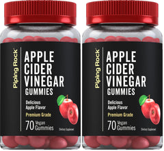 Front view of Piping Rock Apple Cider Vinegar Gummies 70-count (Pack of 2)