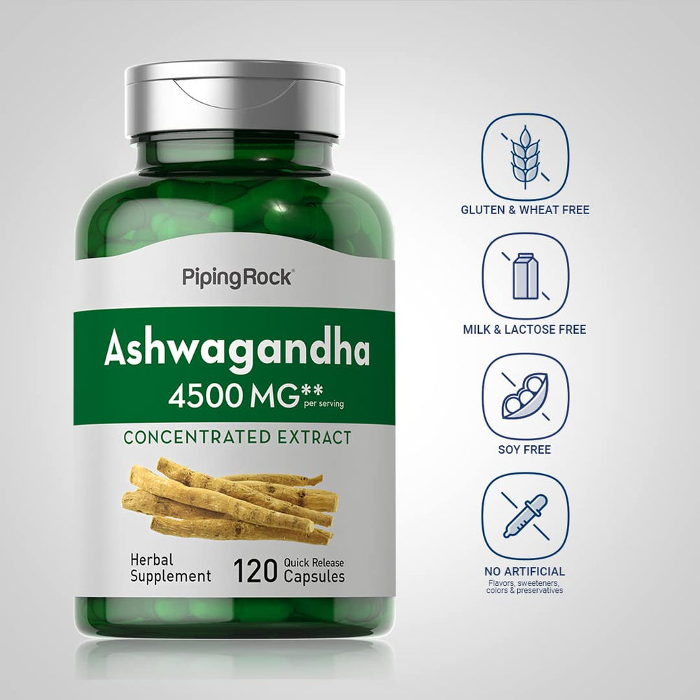 Non-GMO and Gluten Free Ashwagandha supplement label