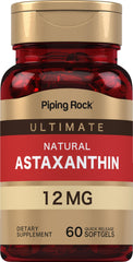Front view of Piping Rock Astaxanthin 12mg 60 softgels bottle