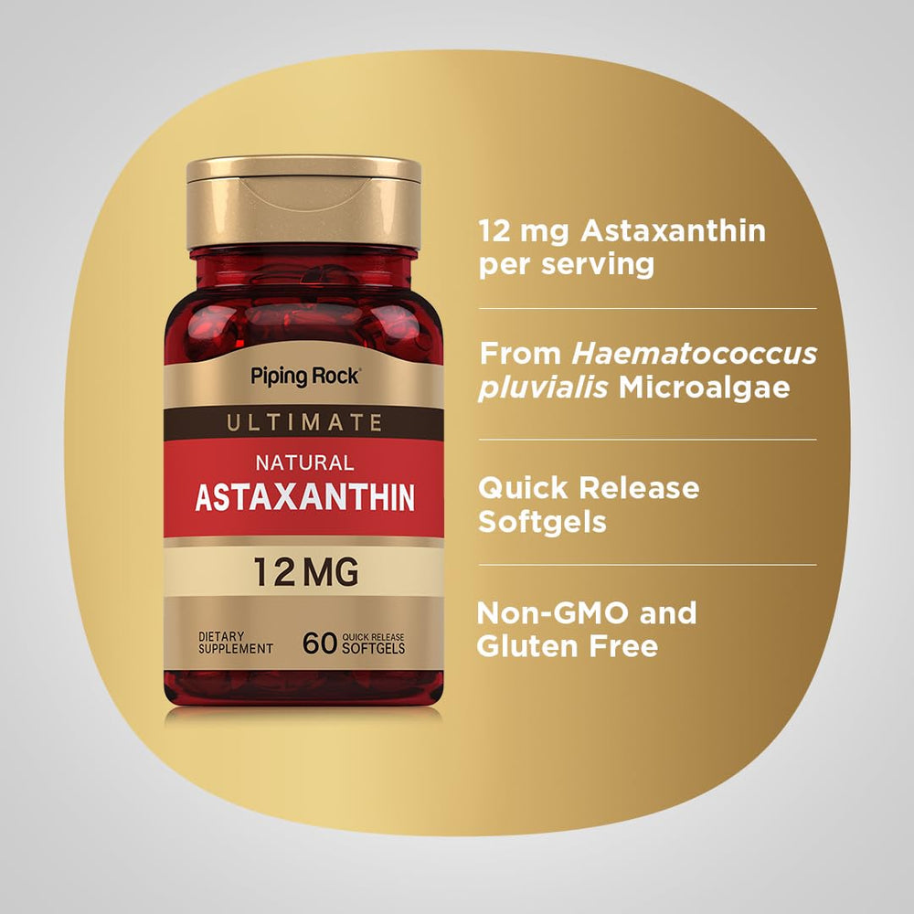 Nutrition facts for Piping Rock Astaxanthin 12mg softgels