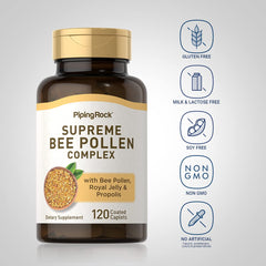 Piping Rock Bee Pollen packaging hero image showcasing easy daily supplement routine.