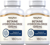 Piping Rock Betaine HCL Capsules bottle – 180 capsules, pack of 2