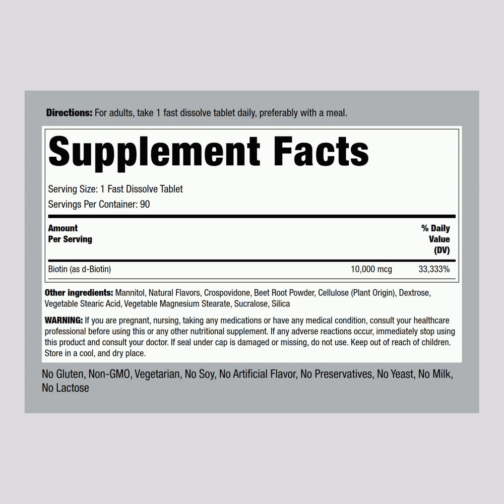 Berry flavor sublingual biotin tablets bottle close-up