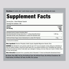 Close-up of Boswellia Serrata 1200mg capsule with label