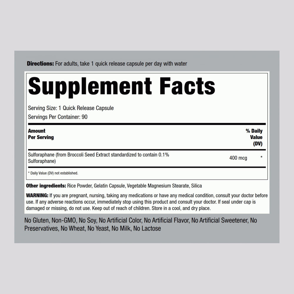 Piping Rock broccoli seed extract close-up highlights natural sulforaphane source
