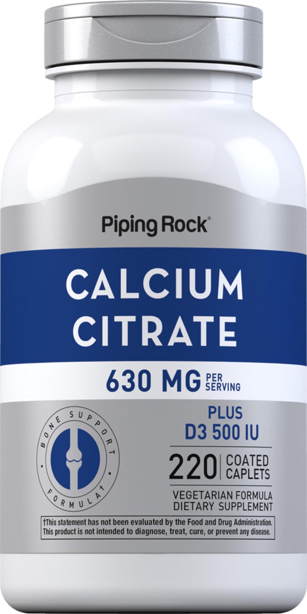 Hero image: Piping Rock Calcium Citrate with Vitamin D3 630 mg 220 caplets