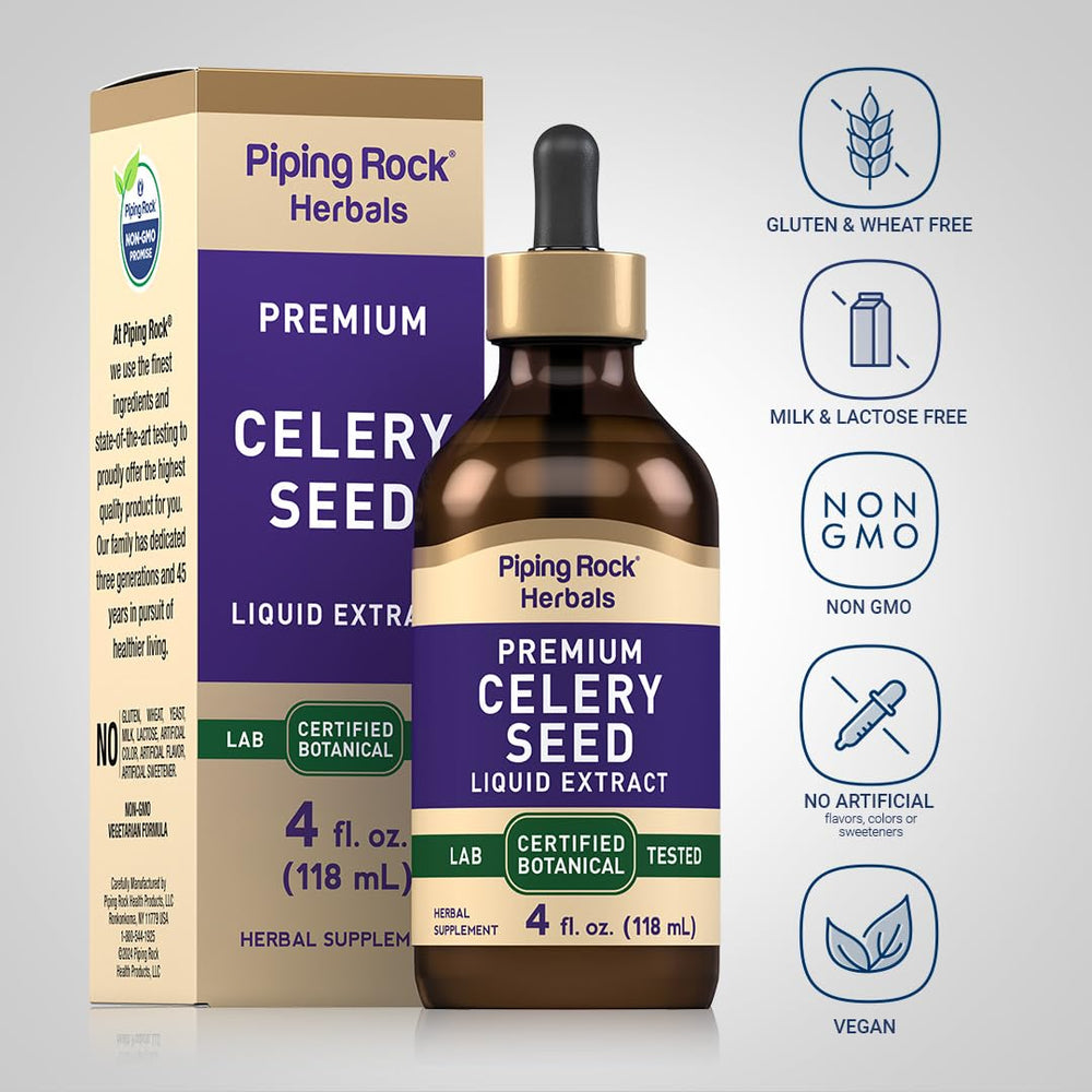 Close-up of dropper with celery seed extract liquid