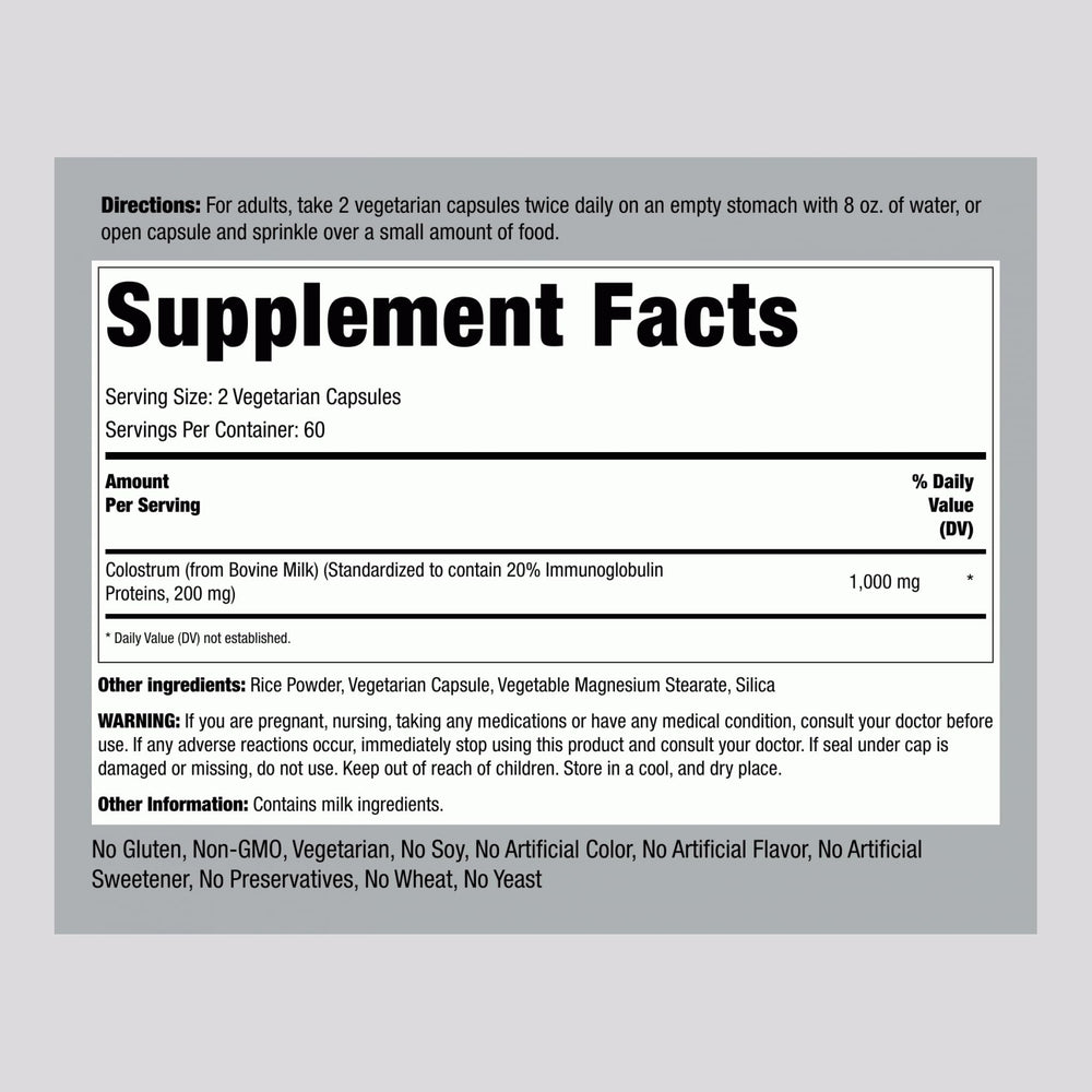 Vegetarian capsules for Piping Rock Colostrum