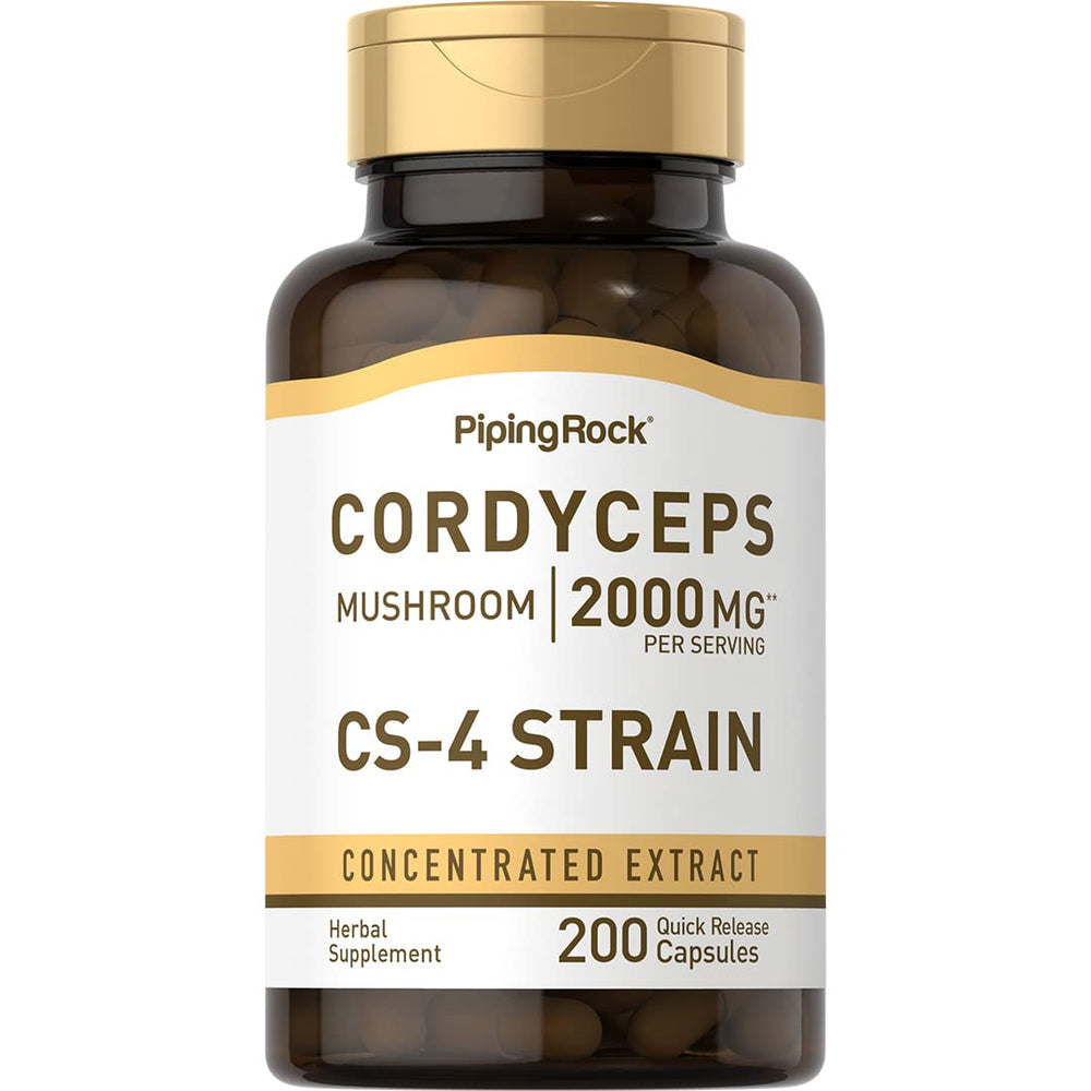 Front view of Piping Rock Cordyceps CS-4 bottle