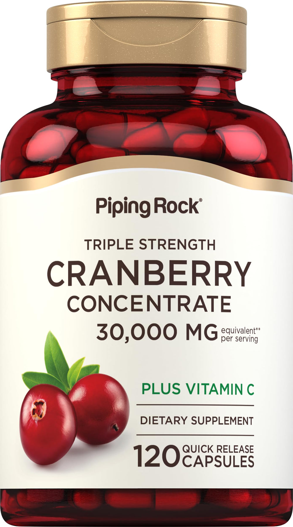 Piping Rock Cranberry Pills bottle label