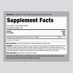 Damiana Leaf Capsules label close-up
