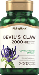 Piping Rock Devils Claw 2000mg bottle featuring 200 capsules