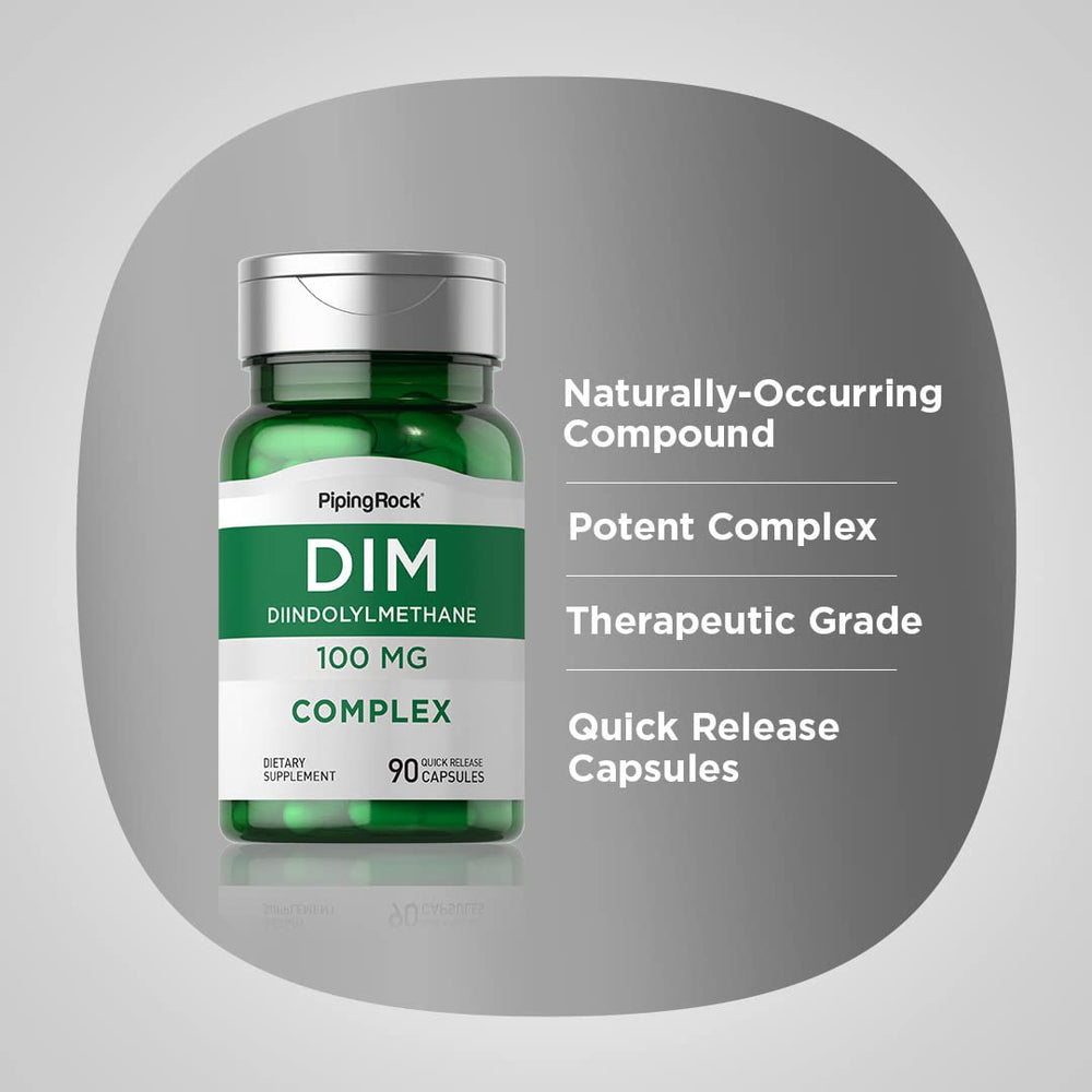 Piping Rock DIM label confirms laboratory-tested, trusted ingredients.