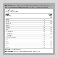 Packaging of Piping Rock organic dried elderberries in 1lb