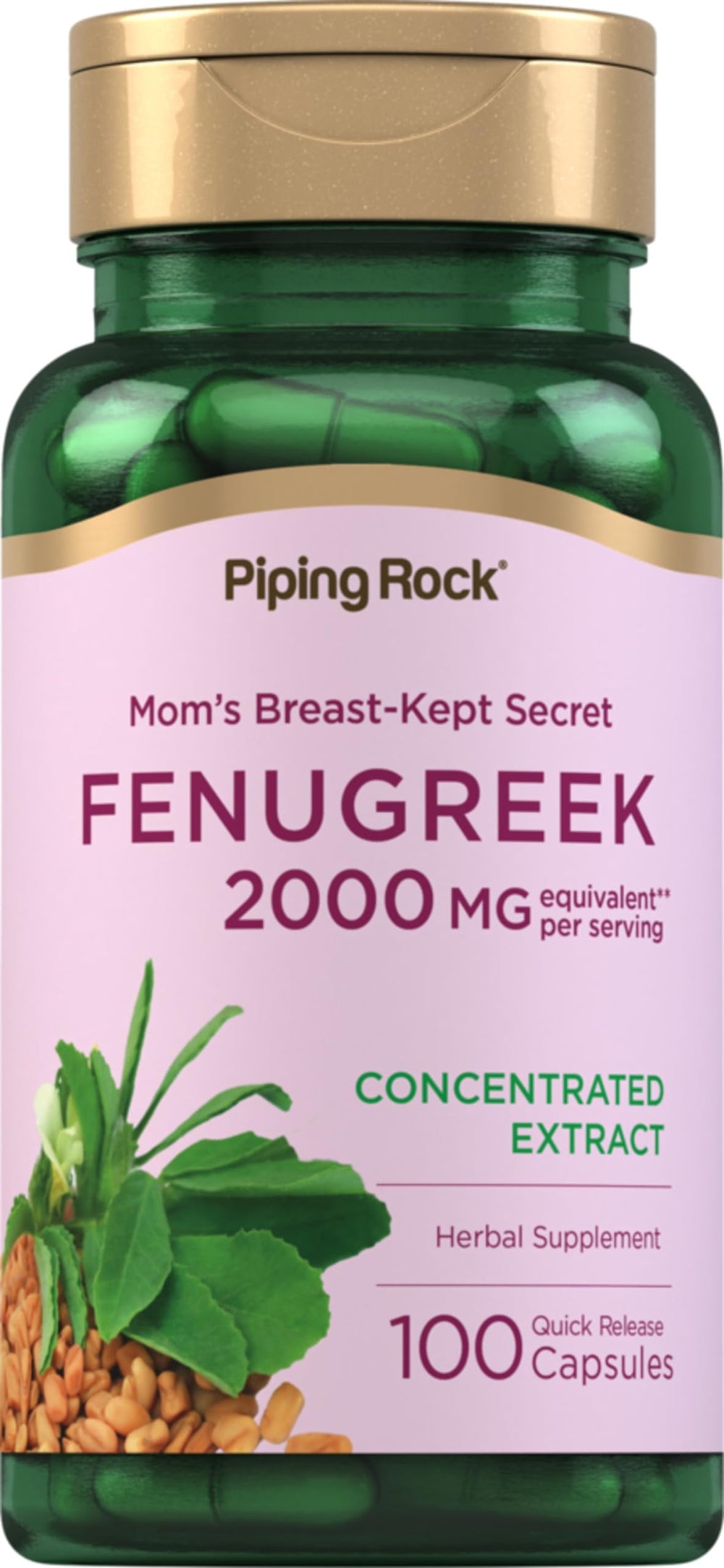 Piping Rock Fenugreek capsules bottle front view