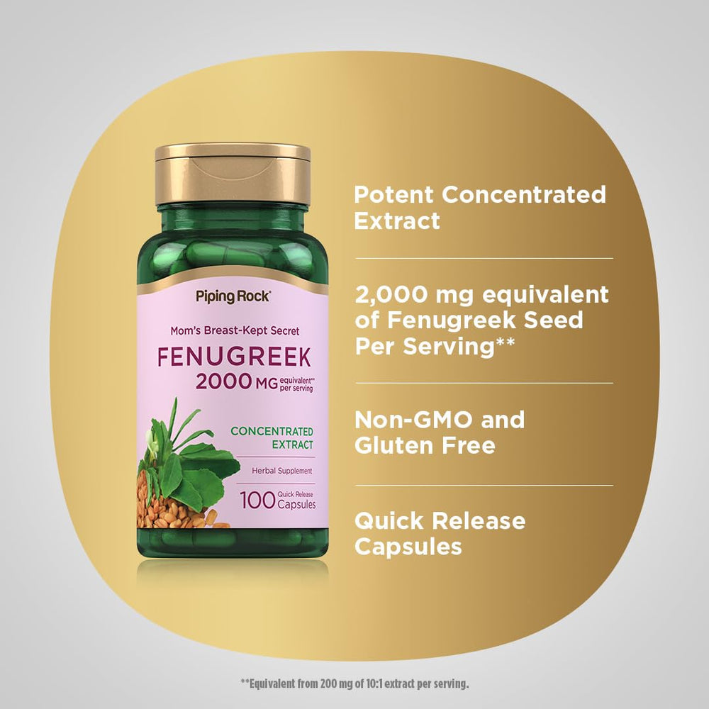 Quick-release fenugreek capsules in bottle