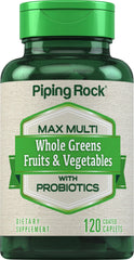 Front view of Piping Rock Fruits and Veggies Supplement bottle