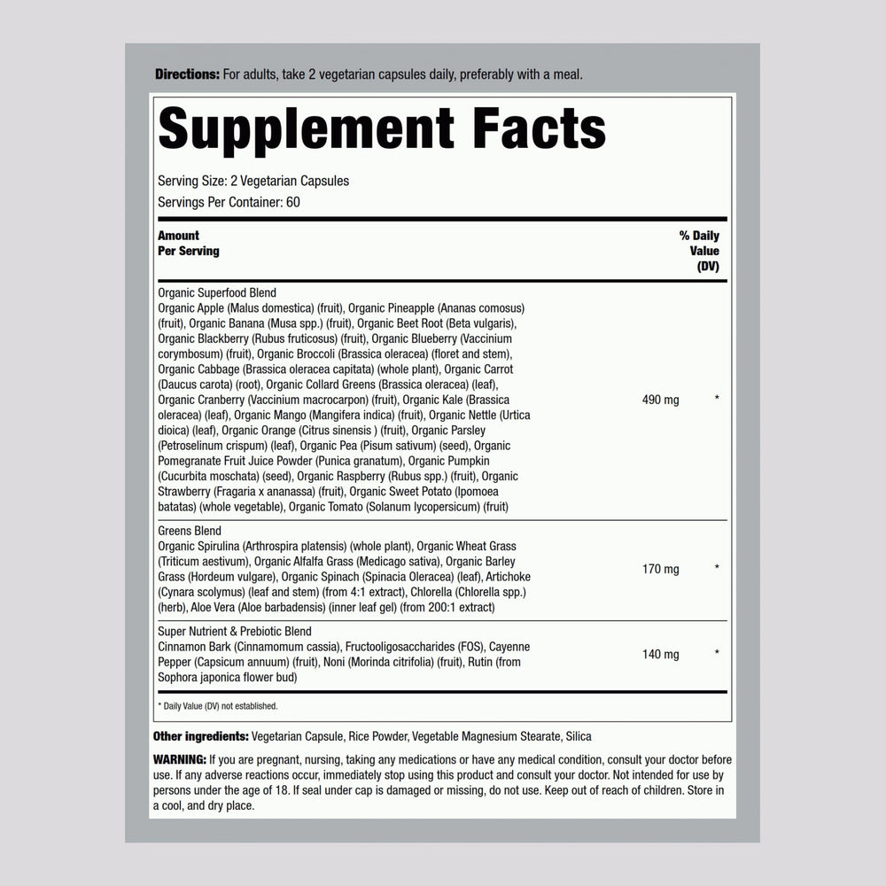 Piping Rock Fruits and Veggies Supplement capsules close-up