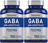 Piping Rock GABA 750mg bottle with 100 capsules — Pack of 2